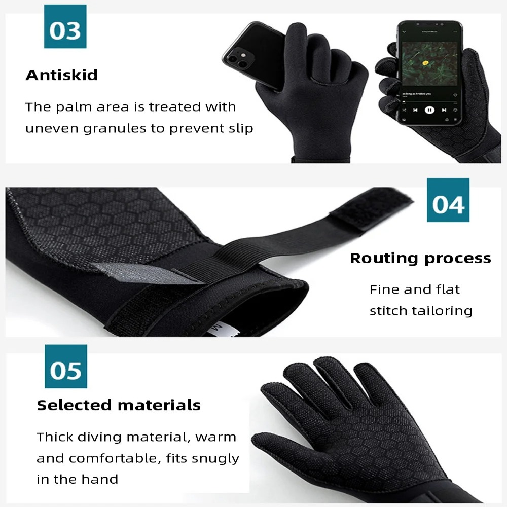 Spearfishing Glove - 3mm Tüplü Dalış Eldivenleri Kaymaz Esnek